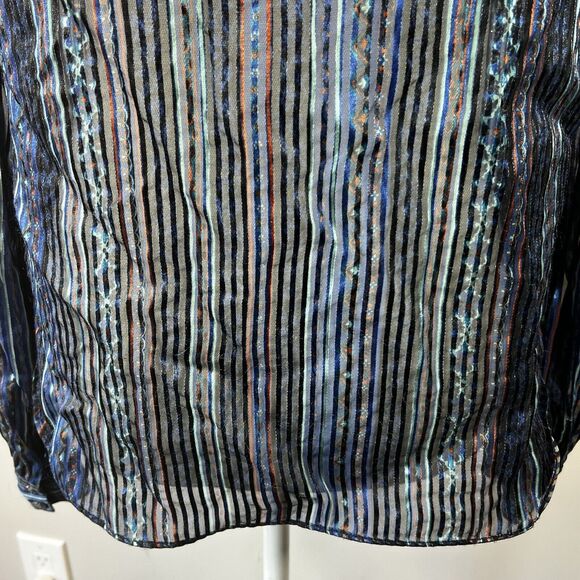Veronica Beard Malaya Tie-Neck Printed Silk Devoré-Satin Blouse Size 8 - Picture 11 of 14